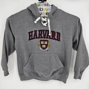 Harvard University Hoodie Mens XL Gray Pullover Long Sleeve Embroidered